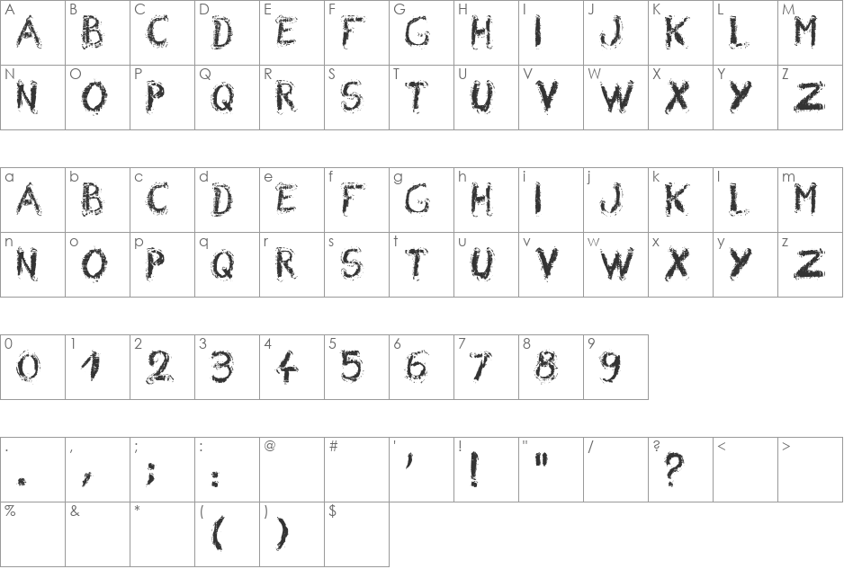 Wrong Board 1 font character map preview