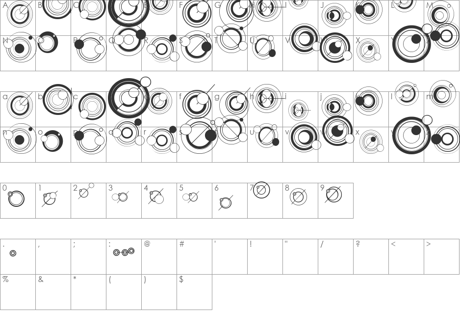 WS Simple Gallifreyan font character map preview