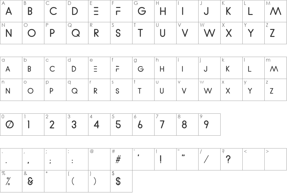 WVelez Logofont font character map preview