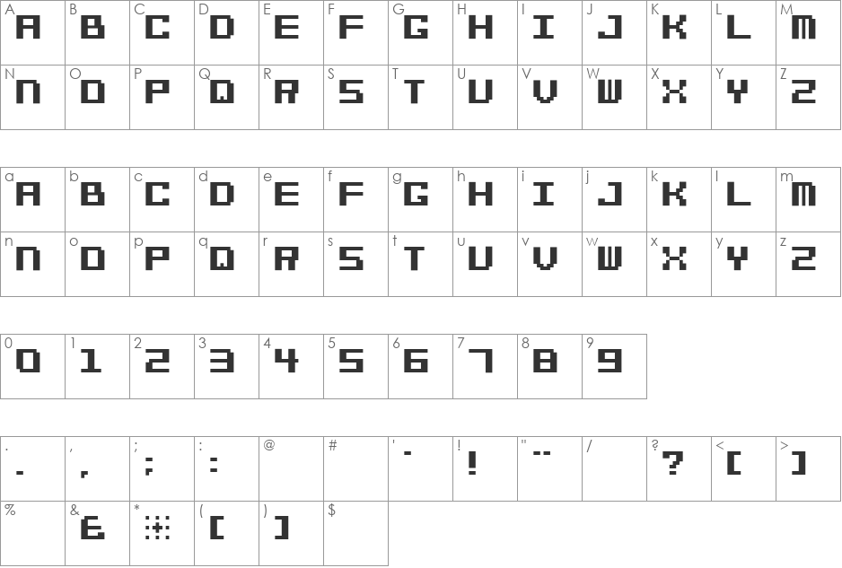 Bit Cheese10 (sRB) font character map preview