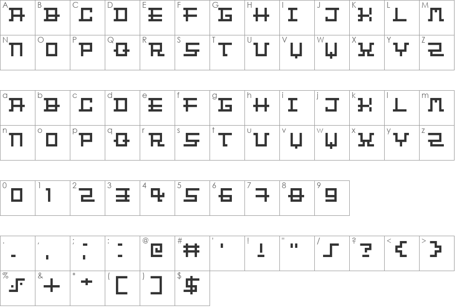 Bit Chips font character map preview