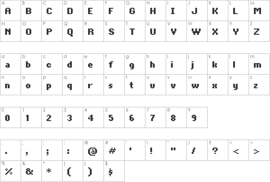 Bit KitBold font character map preview