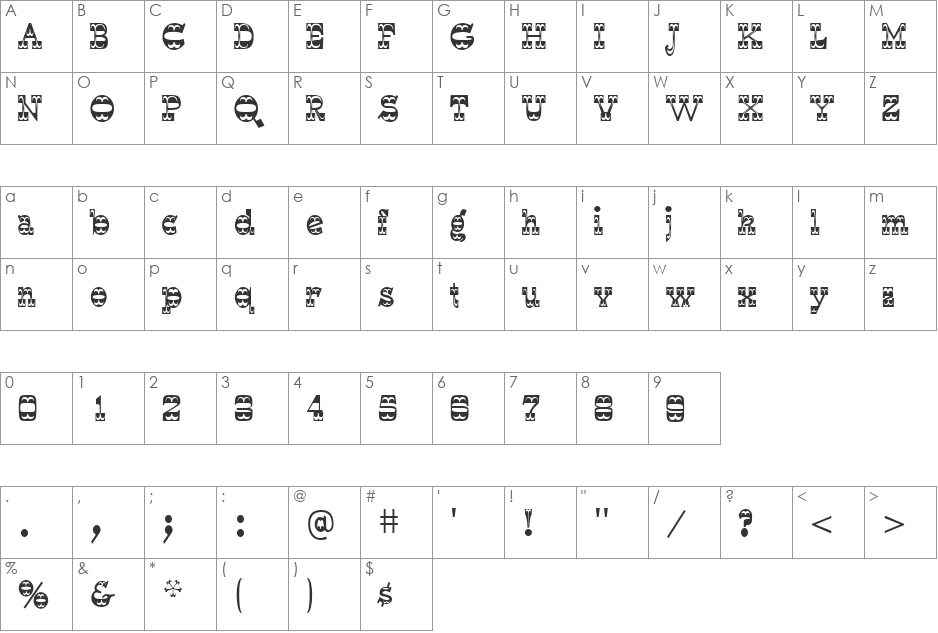 WyomingStrudel font character map preview
