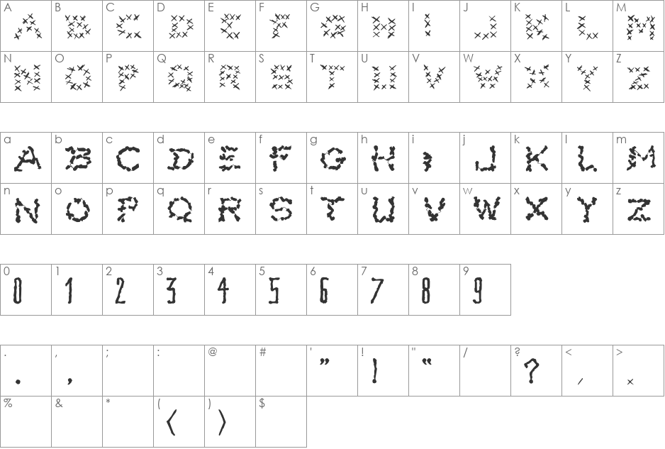 X-Pain font character map preview