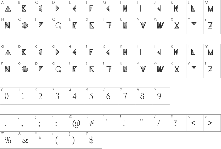 X-PRISM font character map preview