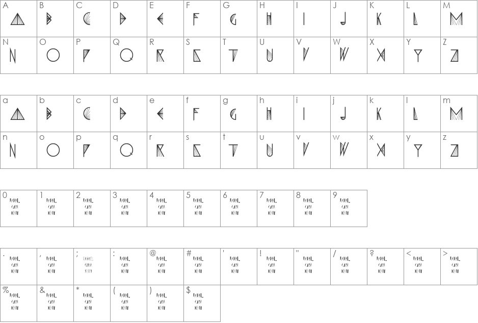 X-PRISMA font character map preview