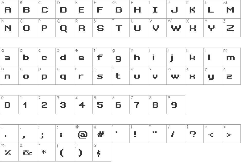 Bit KitWide Bold font character map preview