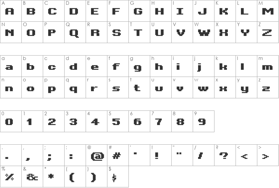 Bit KitWide Heavy font character map preview