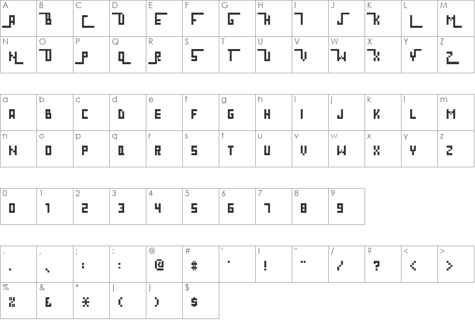 Xanadu font character map preview