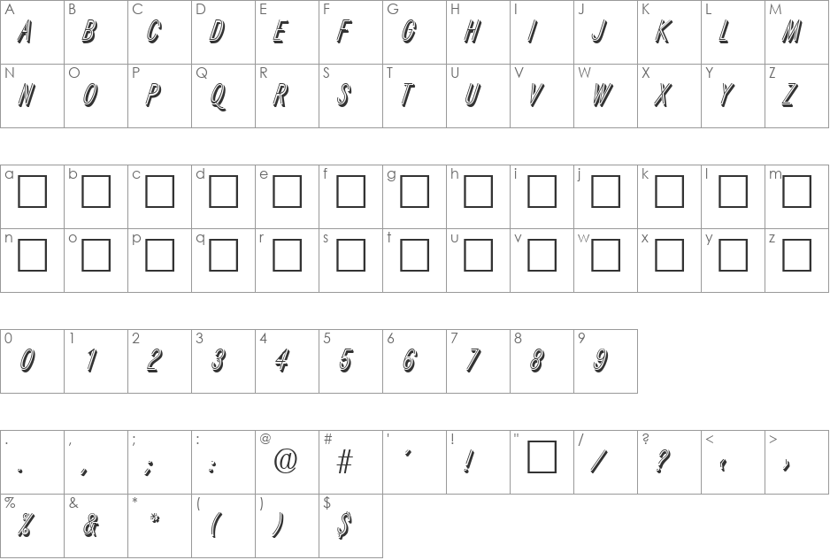 XANTEN font character map preview