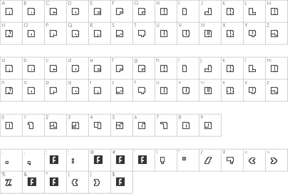 Bit Outline font character map preview
