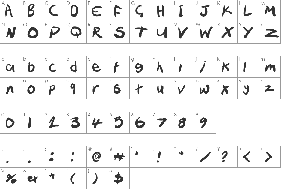 Xen font character map preview