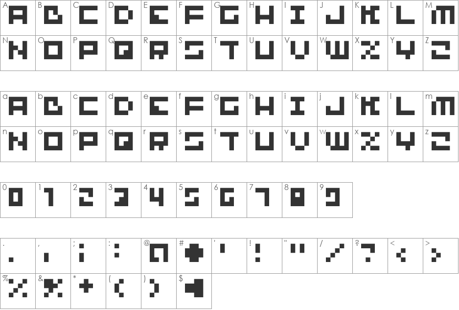 bit-01:cube 16 remix font character map preview