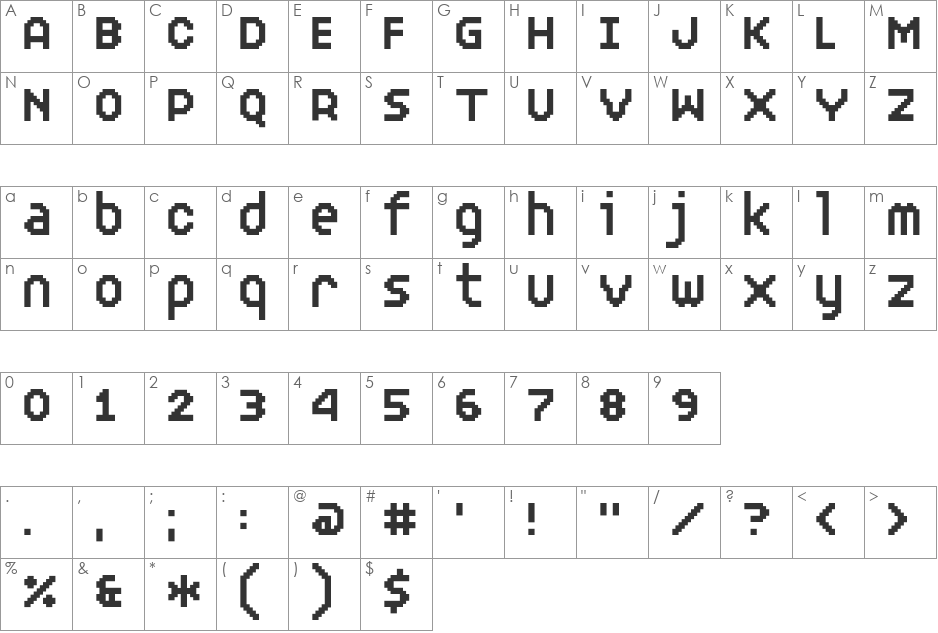 XERXES font character map preview