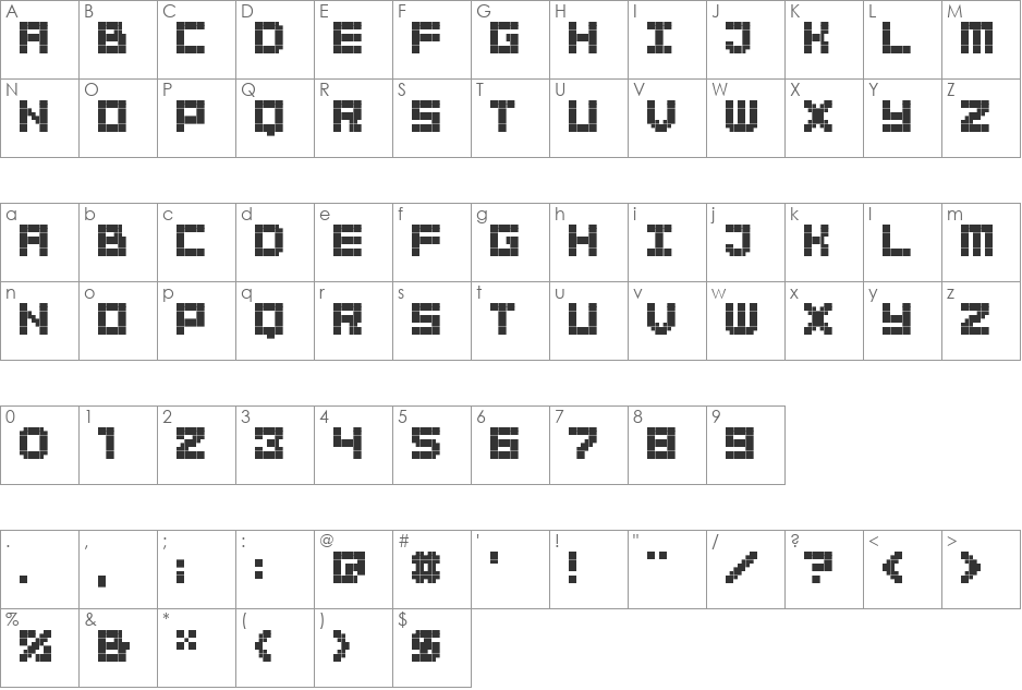 BitBold font character map preview