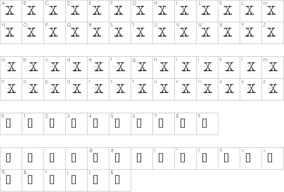 XFont font character map preview