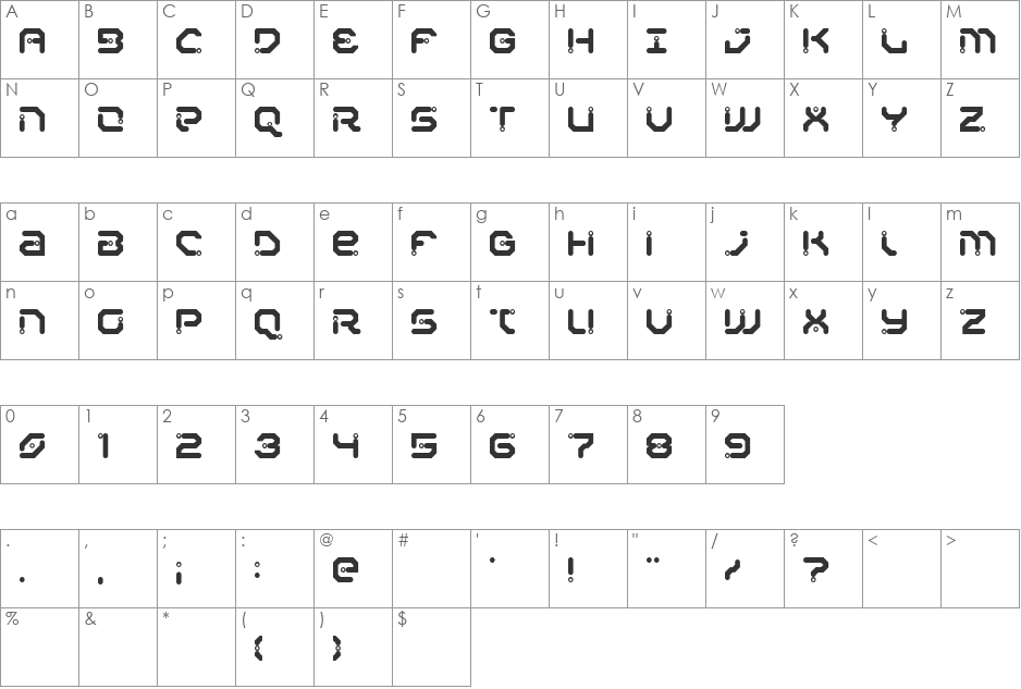Xiaxide font character map preview