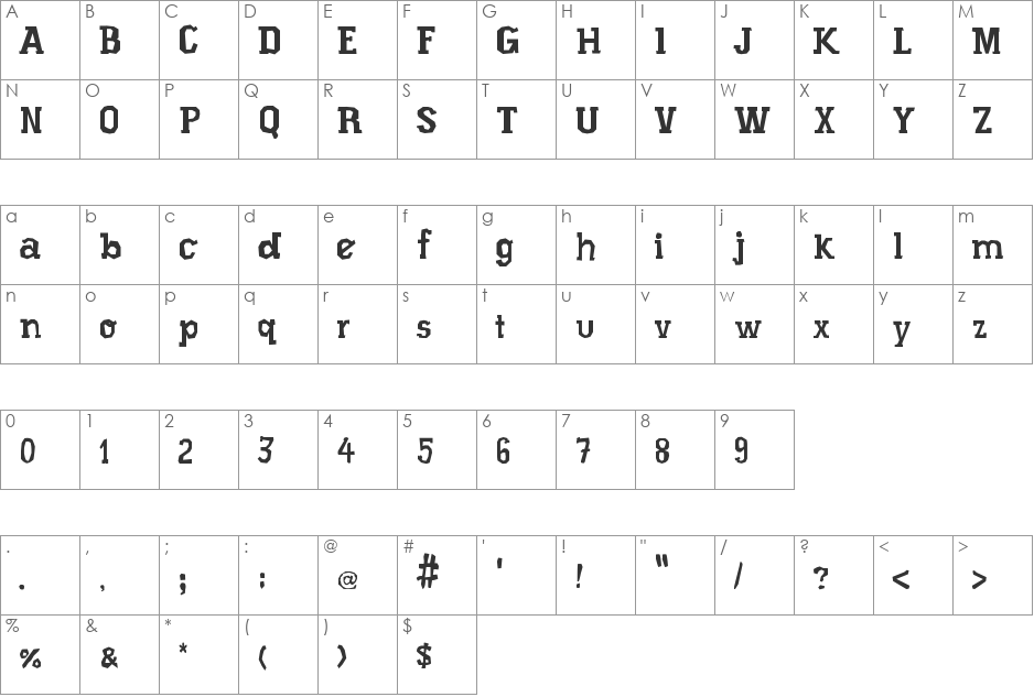 Xilo Prosa font character map preview