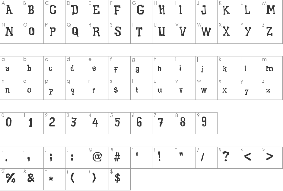 XiloGaldino font character map preview
