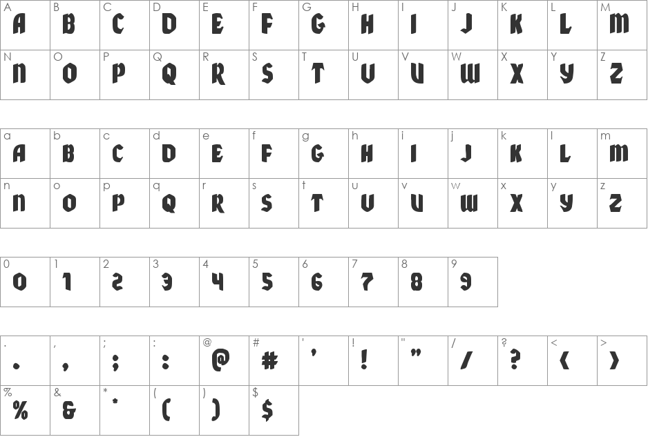 Xmas Xpress Expanded Italic font character map preview