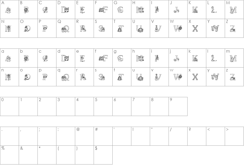 XmasAlpha font character map preview