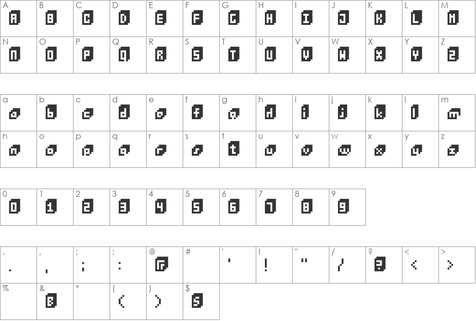 BitCube font character map preview