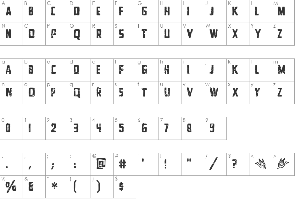 Xoxo font character map preview