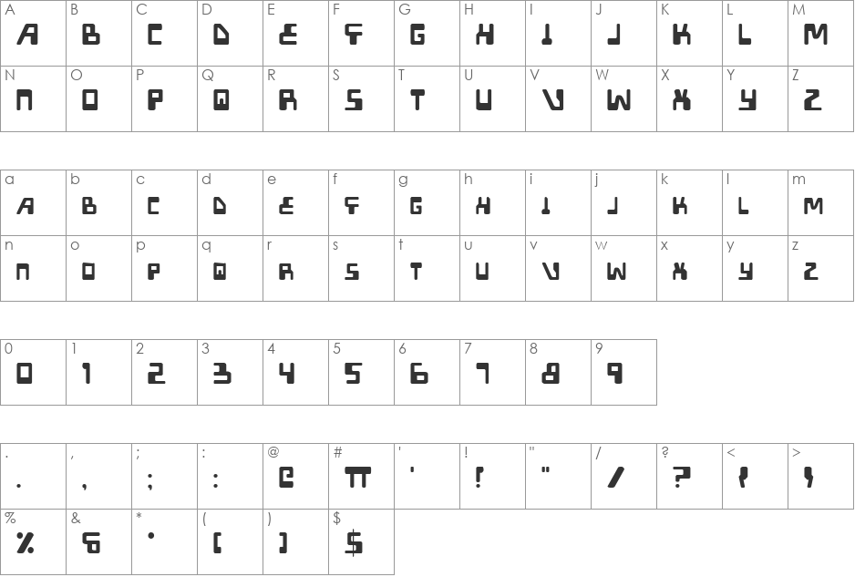 XPED Expanded font character map preview