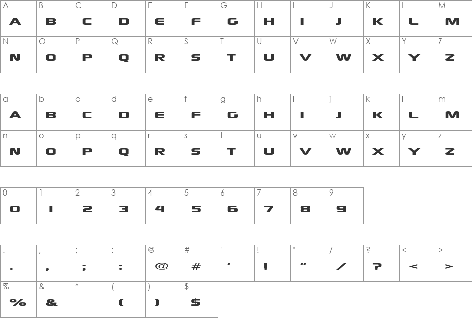 xscale font character map preview