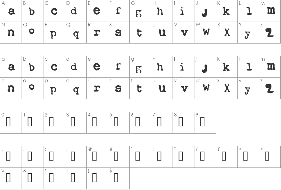Xtctype font character map preview