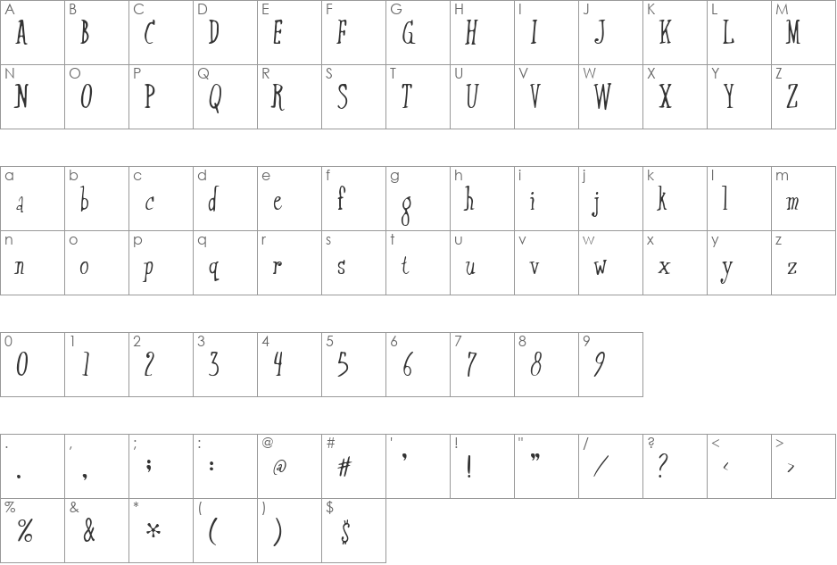 Xtraflexidisc font character map preview