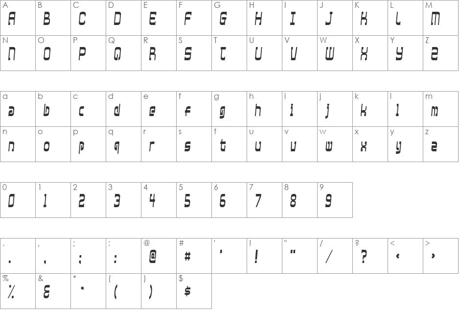 Xtraordinary font character map preview