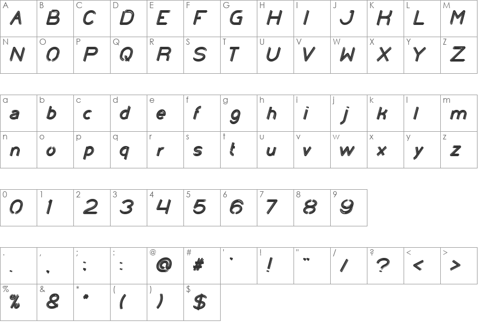XTRAPOWER font character map preview