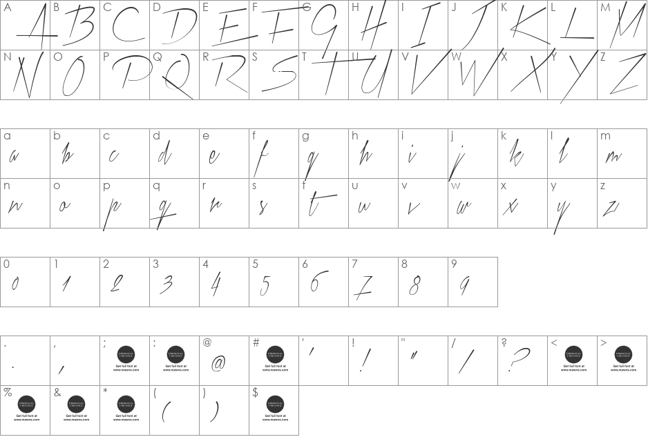 Xtreem 2 Personal Use font character map preview
