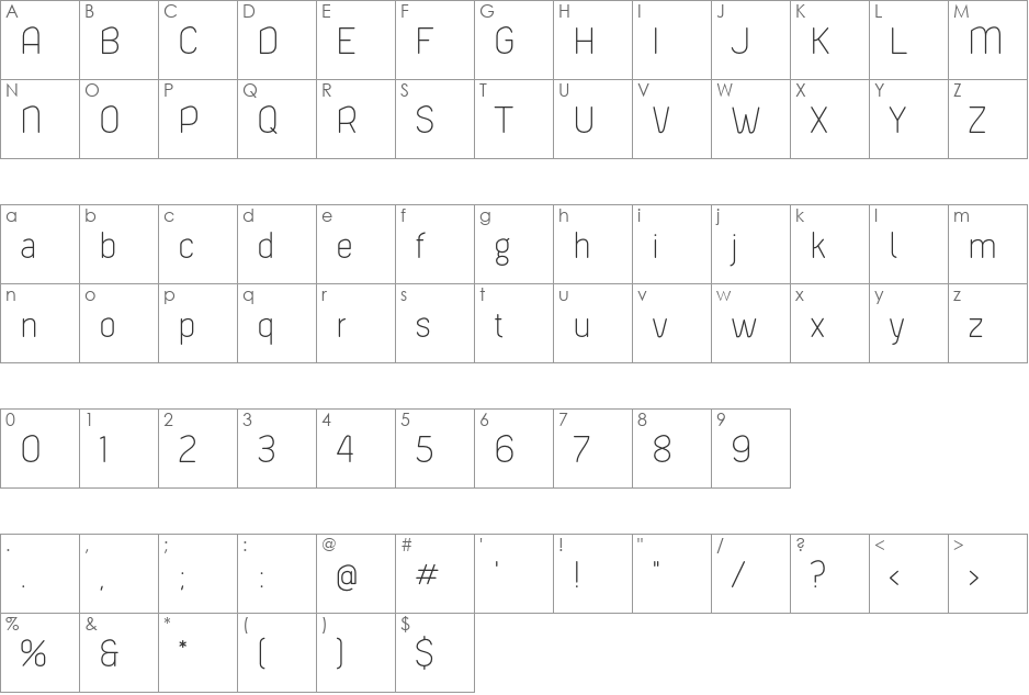XXII Menga font character map preview