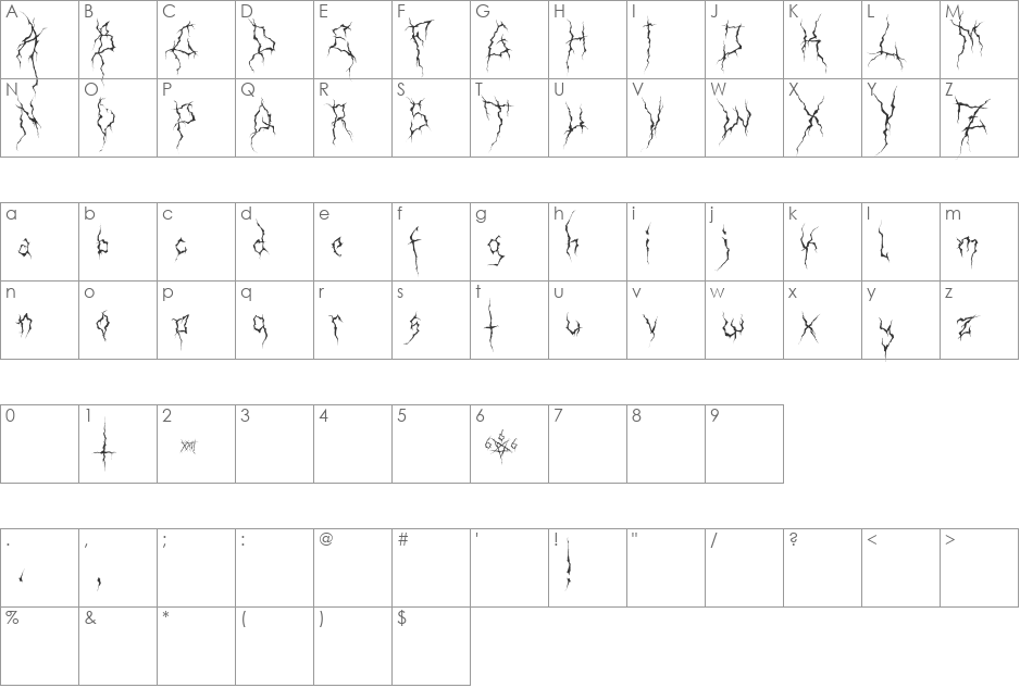 XXII Ultimate-Black-Metal font character map preview