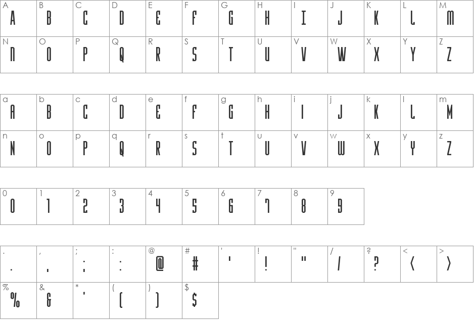 Y-Files Extra-Expanded Italic font character map preview