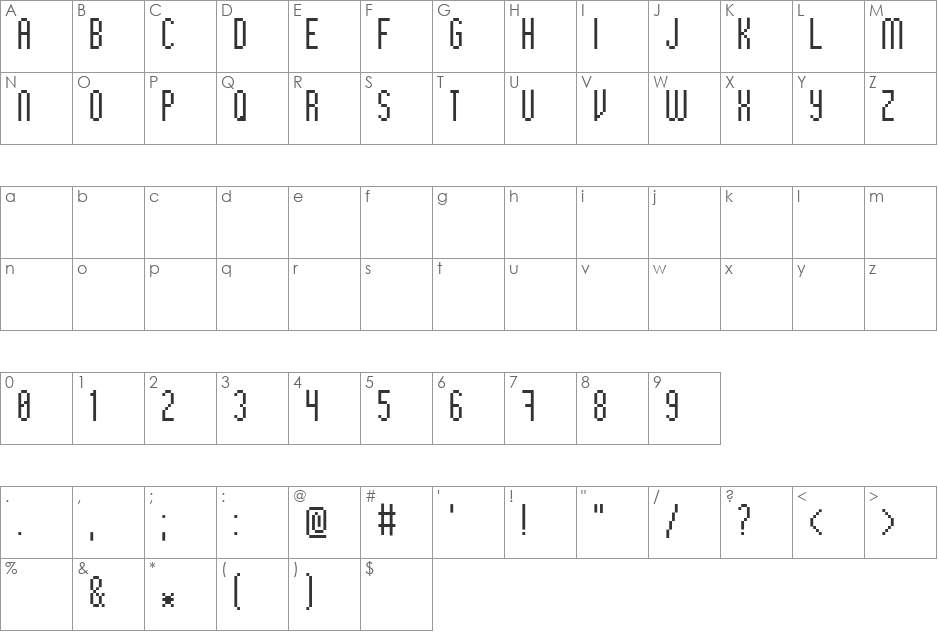 BitHigh font character map preview