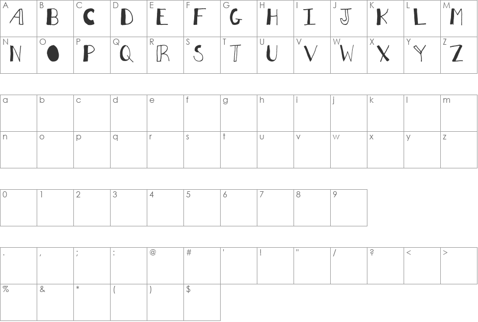 AEZ font character map preview