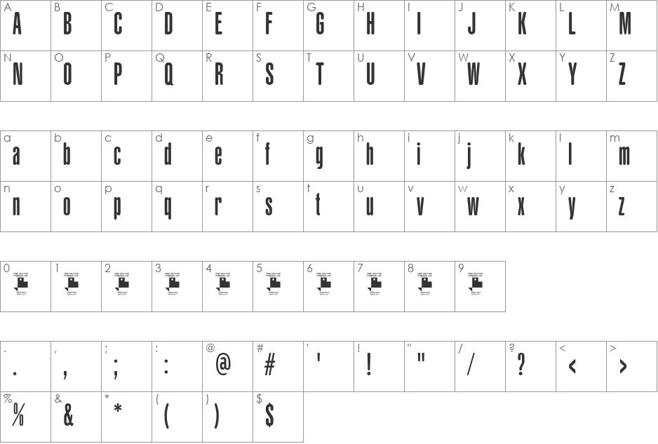 Yacarena Ultra FFP font character map preview