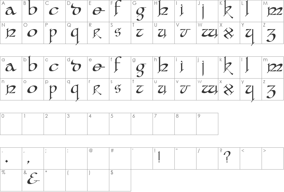 yafit font character map preview