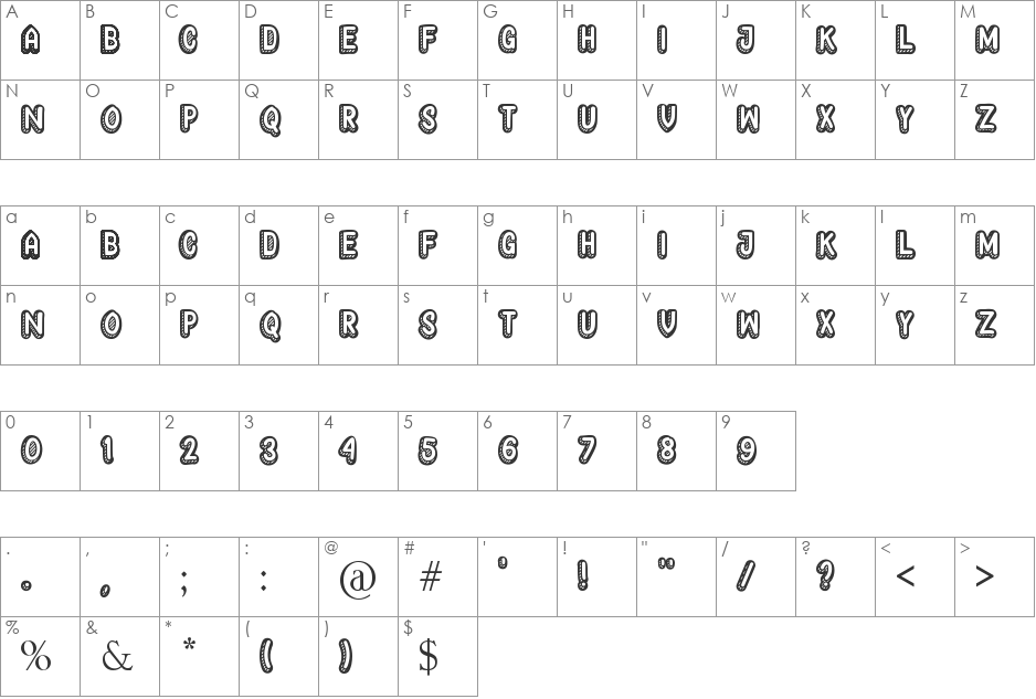 Yagitudeh font character map preview