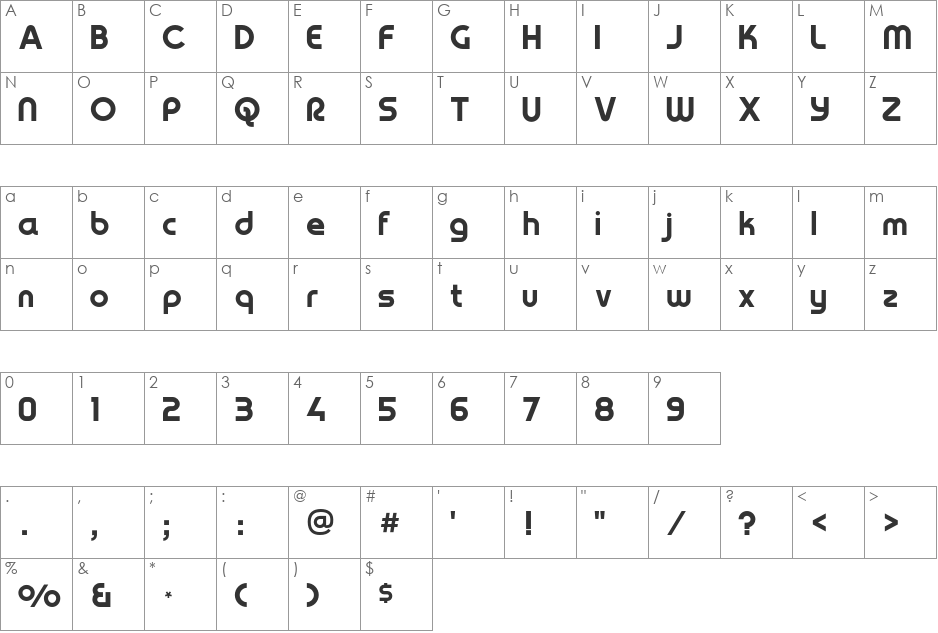 YagiUhfNo2 font character map preview
