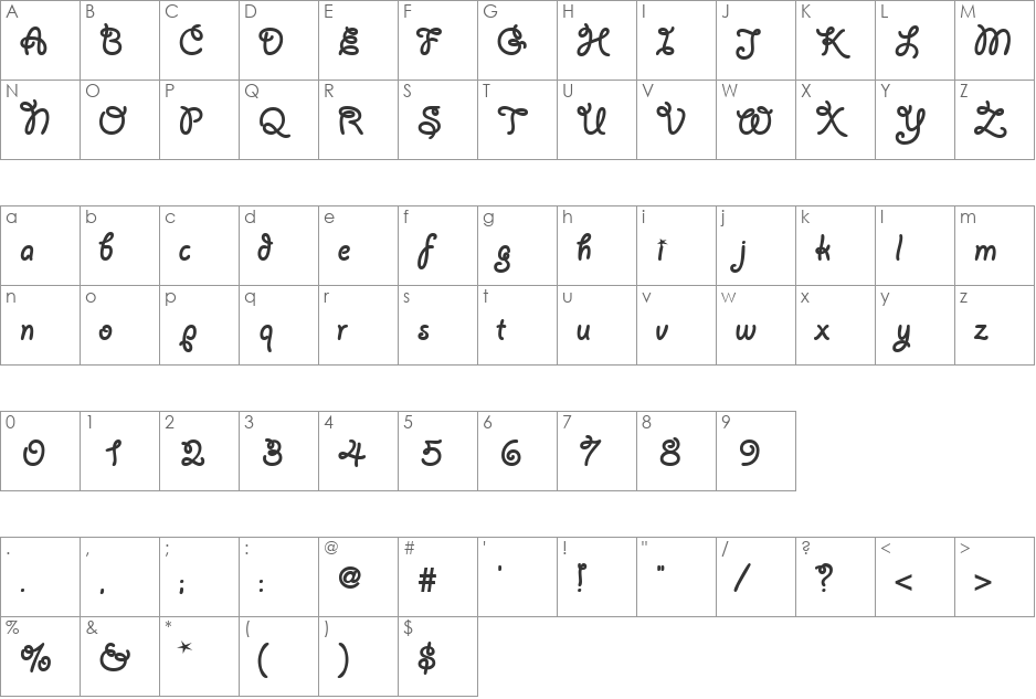 YaHooSSK font character map preview