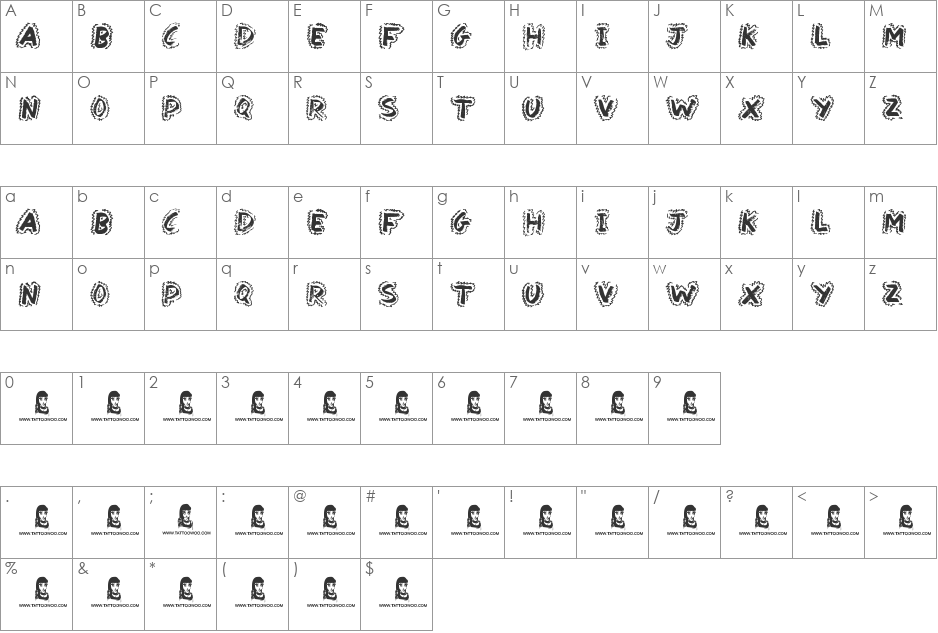 Yak Shamash font character map preview
