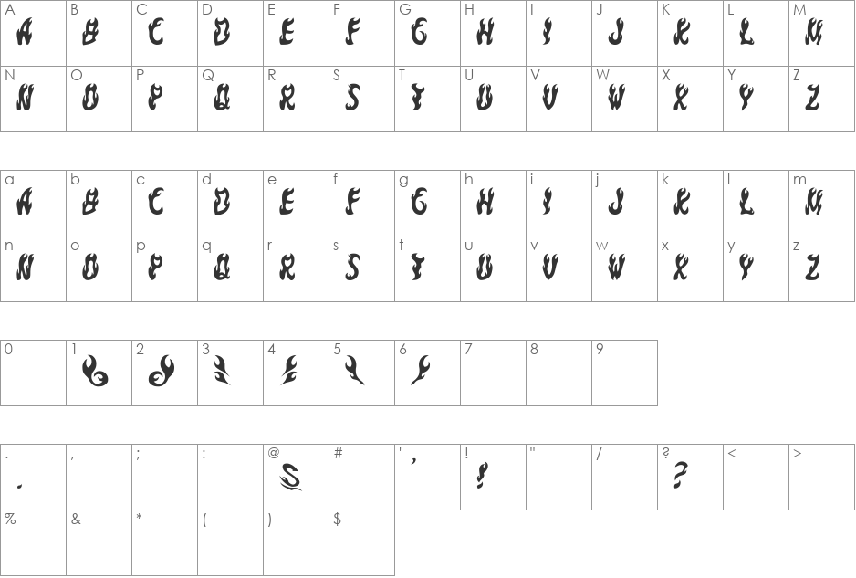 yaki goma font character map preview