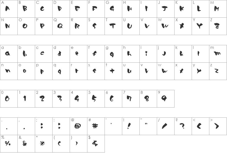YAKITORI font character map preview