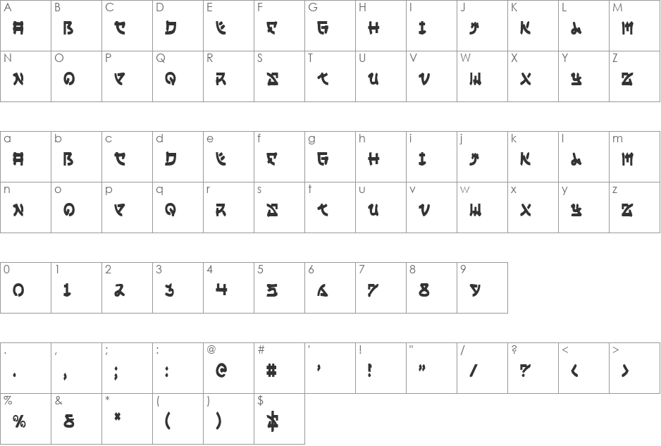 Yama Moto Condensed font character map preview