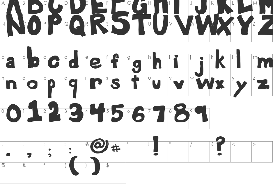 Yard Sale font character map preview
