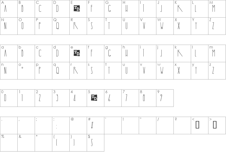Yaroslav font character map preview